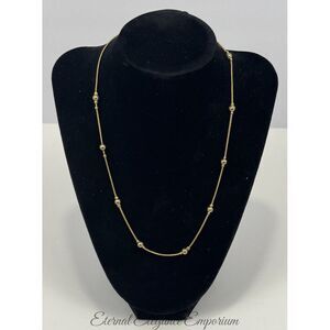 Elegant Gold Beaded Station Necklace Delicate Design 18"